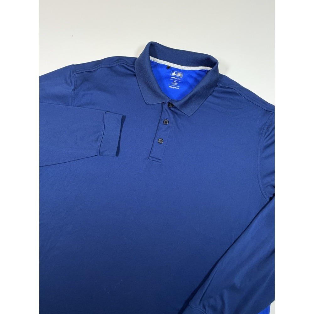 Adidas Golf Climalite Mens 2XL Blue Long Sleeve Polo Shirt P76042 Performance